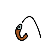 Fishing Fish Rod Filled Outline Icon