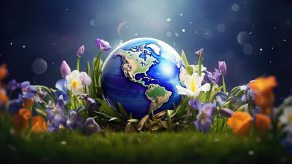 Obraz na płótnie Canvas Dutch Floral Horizon: Planet Earth Logo