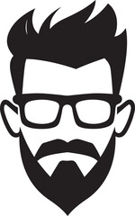 Urban Artistic Fusion Black Logo Icon of Cartoon Hipster Man Face Chic Minimalist Vibe Hipster Man Face Cartoon in Black Vector