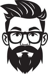 Retro Dapper Cartoon Hipster Man Face Black Icon Contemporary Charm Black Logo Icon of Cartoon Hipster Man Face