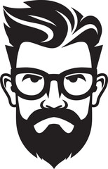 Elegant Eccentricity Black Logo Icon of Cartoon Hipster Man Face Vintage Modernity Hipster Man Face Cartoon in Black Vector