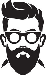 Urban Artistic Fusion Black Logo Icon of Cartoon Hipster Man Face Chic Minimalist Vibe Hipster Man Face Cartoon in Black Vector