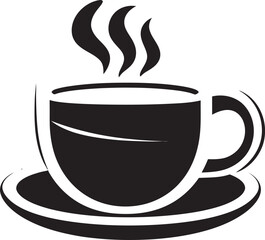 Steamy Elegance Aura Black Vector Coffee Cup Logo Morning Brew Essence Coffee Cup Icon in Black