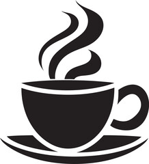 Morning Brew Essence Black Icon Coffee Cup Vector Elegant Espresso Charm Vector Coffee Cup in Black