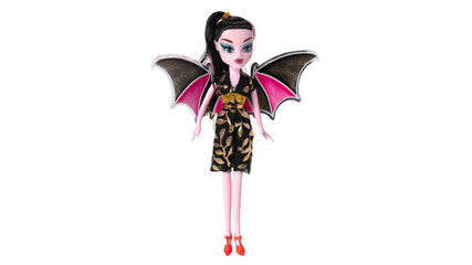 Doll with butterfly wings. isolated on white background