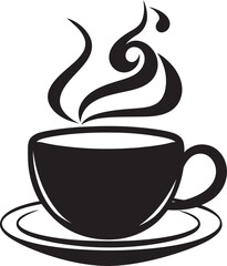 Elegant Espresso Vector Black Logo Coffee Cup Morning Essence Black Icon of Coffee Cup Vector