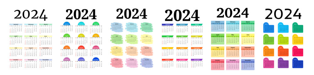 Calendar for 2024 isolated on a white background - obrazy, fototapety, plakaty