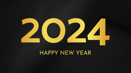 2024 Happy New Year on dark silk background