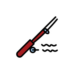 Fishing Fish Rod Filled Outline Icon