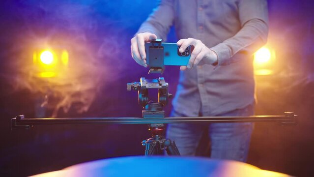 Professional filmmaker use multi-camera smartphone device 4K