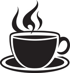Savoring Serenity Black Vector Logo Cup Steamy Elegance Cup Logo Vector Black