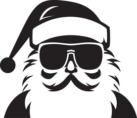 Chill Kris Kringle Vector Coolness Slick Santa Charm Black Iconic Design