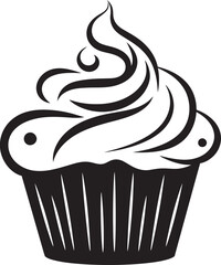Deliciously Crafted Vector Black Cupcake Cupcake Elegance Black Logo Vector Icon