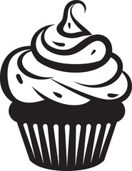 Flavorful Delight Vector Cupcake Black Logo Indulgent Charm Black Icon Cupcake Vector