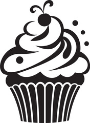 Tasty Treats Black Logo Cupcake Vector Baked Perfection Vector Black Cupcake Icon
