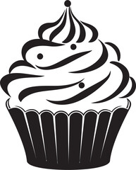 Gourmet Temptation Cupcake Black Icon Logo Sugary Sweetness Black Iconic Cupcake Vector