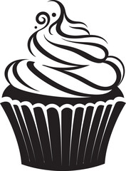 Tasty Treats Black Iconic Cupcake Vector Baked Perfection Cupcake Black Icon in Vector
