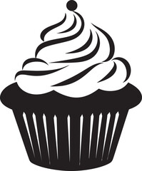 Whipped Perfection Black Cupcake Icon Logo Delectable Joy Vector Black Cupcake Icon