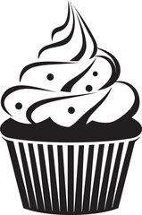 Gourmet Temptation Black Cupcake Logo Icon Sugary Sweetness Cupcake Vector Icon Black