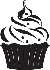 Decadent Delight Cupcake Icon in Black Frosted Elegance Black Cupcake Logo Icon