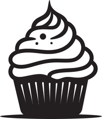 Indulgent Charm Vector Icon Black Cupcake Sugar Coated Elegance Black Cupcake Vector Icon