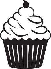 Indulgent Charm Black Icon Cupcake Vector Sugar Coated Elegance Vector Black Cupcake