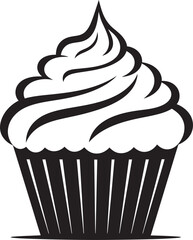 Sugar Rush Elegance Vector Black Cupcake Whipped Bliss Charm Black Cupcake Icon