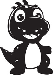 Adorable Dino Delight Vector Black Logo Icon Charming Dino Chic Black Cartoon Vector