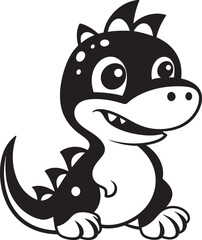 Endearing Dino Chic Vector Black Cartoon Friendly Dino Face Cute Black Logo Icon