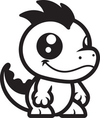 Whimsical Dino Charm Black Logo Icon Dino Delightful Cute Black Vector Icon