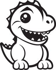 Dino Delightful Vector Black Logo Cheerful Dino Chic Black Cartoon Icon