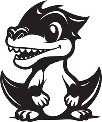 Sweet Dino Hug Cute Black Vector Cartoon Dino Cuteness Black Logo Icon