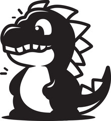 Charming Dino Charm Cute Black Vector Friendly Dino Face Black Logo Icon