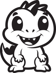 Joyful Dino Elegance Black Vector Icon Lovely Dino Whimsy Cute Black Design
