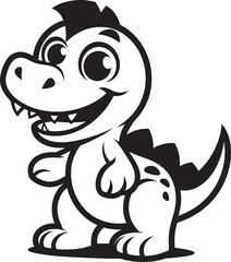 Fototapeta premium Dino Delightful Cute Black Vector Cheerful Dino Charm Black Logo Icon