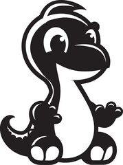 Lovely Dino Chic Cute Black Logo Playful Dino Grin Black Vector Icon