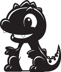 Cuddly Dino Charm Black Vector Design Dino Delightful Cute Black Icon