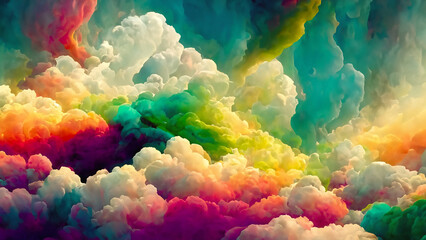 Obraz na płótnie Canvas Wallpaper with colorful, abstract dreamlike clouds