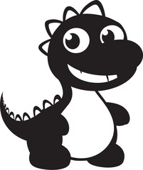Fototapeta premium Sweet Dino Grin Black Vector Cartoon Cute Dino Elegance Black Logo Icon