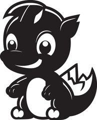 Adorable Dino Joy Black Logo Cartoon Cheerful Dino Delight Vector Black Logo Icon