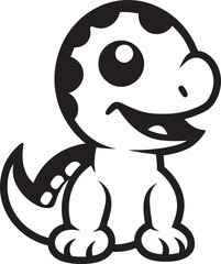 Playful Dino Style Black Cartoon Icon Sweet Dino Smile Cute Black Logo