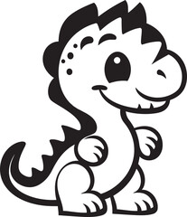 Lovely Dino Whimsy Black Logo Icon Playful Dino Charm Cute Black Vector