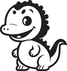 Adorable Dino Joy Cute Black Logo Icon Tiny T Rex Treasures Black Vector Design
