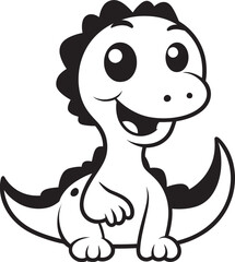 Sweet Dino Hug Cute Black Vector Cartoon Dino Cuteness Black Logo Icon