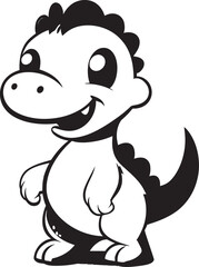 Playful Dino Style Black Vector Cartoon Sweet Dino Smile Cute Black Logo Icon