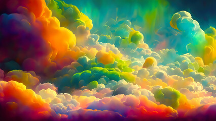 Obraz na płótnie Canvas Abstract illustration with beautiful colorful thick clouds in the colorful sky. 4K wallpaper