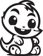 Whimsical Dino Elegance Black Logo Charming Dino Chic Cute Black Vector Icon