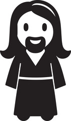 Messiahs Joy Cute Jesus Icon in Black Heavenly Guardian Cartoon Jesus Black Logo