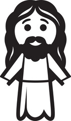 Heavenly Guardian Cartoon Jesus Black Logo Redeeming Grace Cute Black Jesus Vector