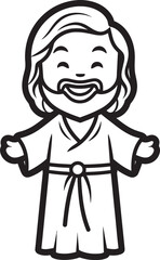 Kind Shepherd Cartoon Jesus Black Vector Eternal Light Cute Jesus in Black Logo